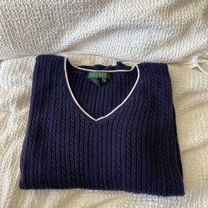 Vintage Ralph Lauren navy sweater with white detailing